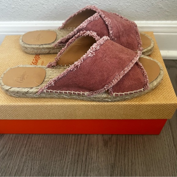 NIB Castaner Palmera Espadrille Canvas Slide Sandals Red Rosa Oscuro 36 6 - Picture 12 of 12